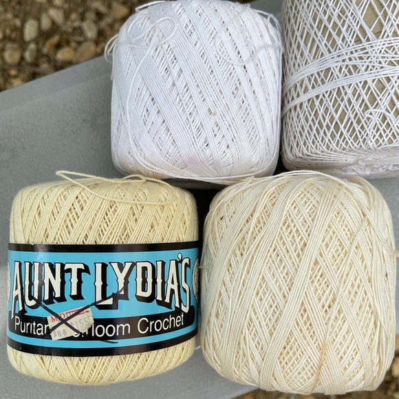 Vintage Other - J P Coats Aunt Lydia Knit Yarn Mercerized Cotton Cream white Vintage lot 4